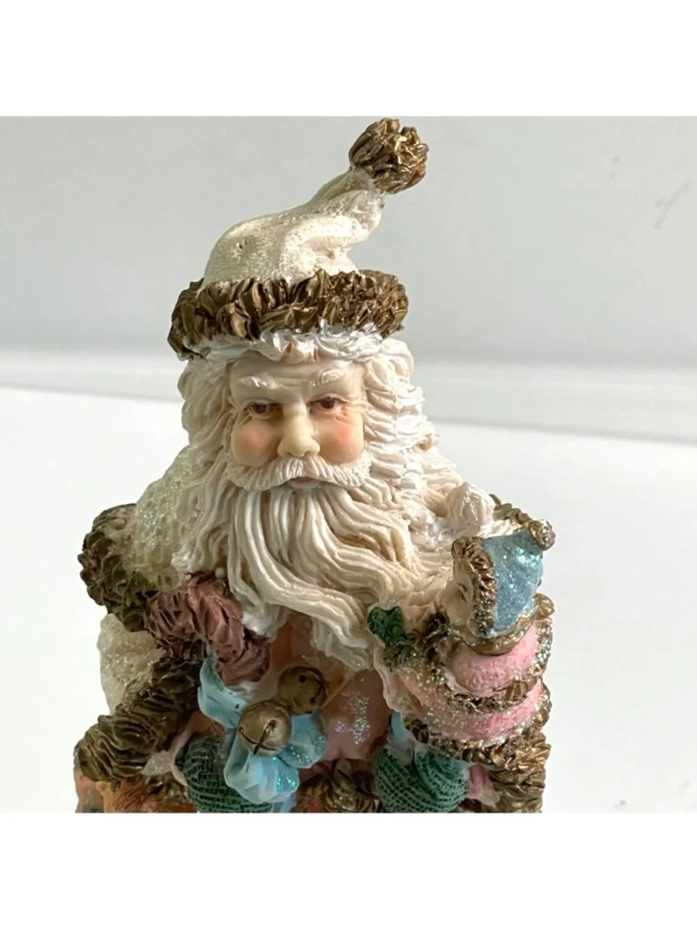Vintage Victorian Pink Santa Claus Figurine 11.5